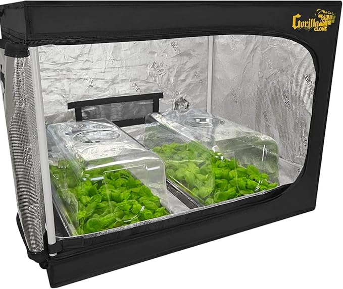 Gorilla Clone Tent 24x24x32 Inch Indoor Propagation Tent for Seedlings, Clones, and Cuttings, 210D Reflective Canvas, Micro-Mesh Filters, Fits 2 Standard Seedling Trays