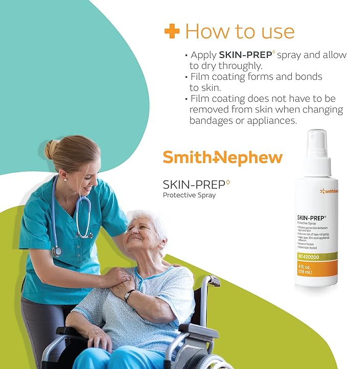 Smith & Nephew SW420200 Skin-PREP Spray, Protective Dressing Spray, Skin Barrier Film, Contains Alcohol, 4 Ounces