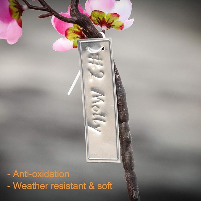 Coolrunner Aluminum Plant Labels, Double Sided Metal Labels, Metal Label Tree ID Tags Durable & Waterproof Pot Label Tag Outdoor Marker for Indoor Outdoor Gardening Nursery (100)