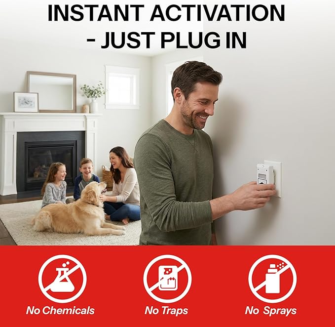 RIDDEX Plus Insect Repellent | Plug in, Mouse Deterrent - Pest Control for Defense Against Rats, Mice, Roaches, Bugs and Insects | Control Pests with No Toxins | White