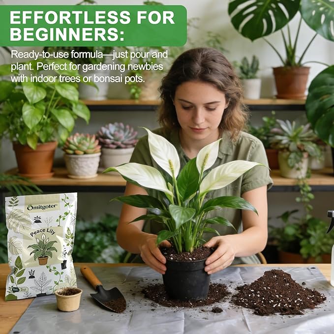 Premium Peace Lily Potting Soil 4qt– All Natural, Well-Draining & Breathable Soil for Peace Lily & Indoor Plants