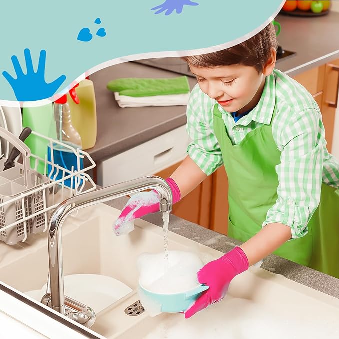 Kids Disposable Nitrile Gloves for 4-10 Years, Suitable for Cooking, Gardening, Painting, Powder and Latex Free-100 PCS