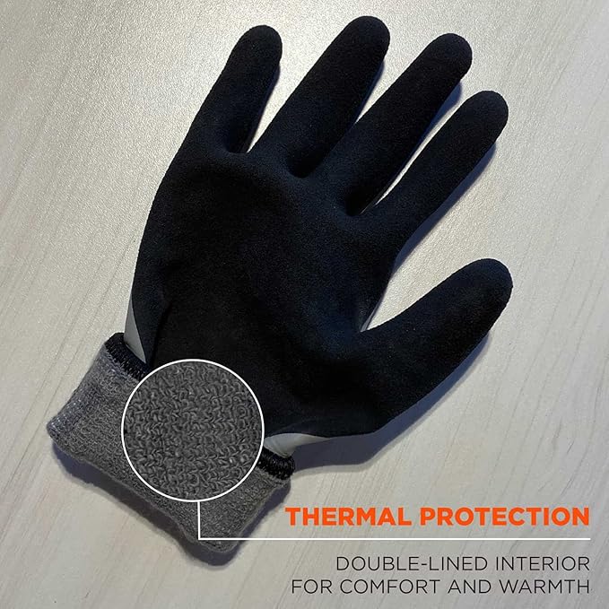 Ergodyne ProFlex 7501 Coated Waterproof Winter Work Gloves Gray, Medium, 1 Pair (Pack of 2)