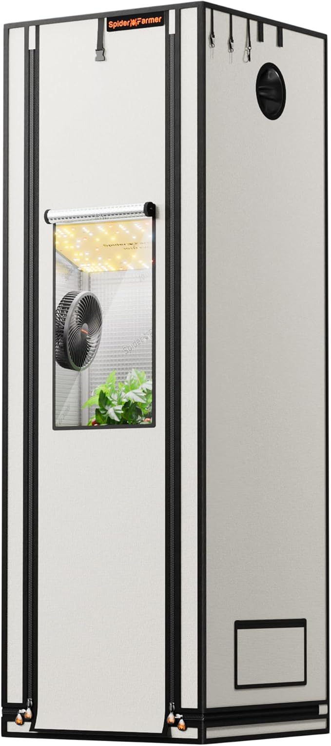 Spider Farmer Pro Series 2x2x6 Grow Tent, 24"x24"x72" with Roll-up Door, Observation Window Floor Tray, 2000D Thicken Mylar Canvas, 2x2 for Hydroponic Indoor Growing for SF1000, SF1000, SE1500, G1500