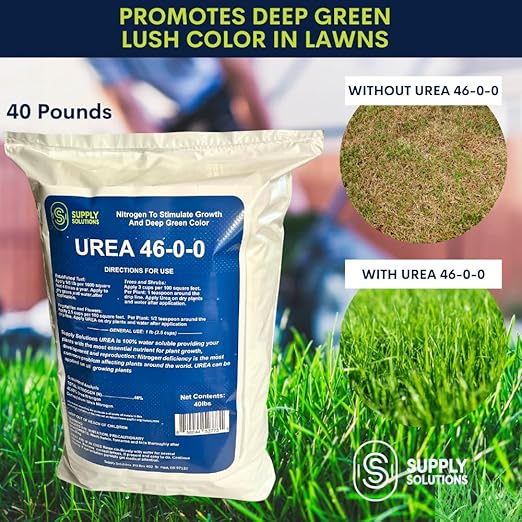 Supply Solutions Urea 46-0-0 Nitrogen Fertilizer to Stimulate Lush Growth and Deep Green Color - Plant Food Plant Fertilizer for Plants Lawn Garden - Bloom Booster for Flowers, Fruits (40 Pounds)