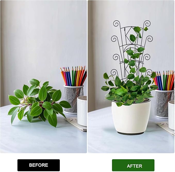 Yhtpouqe Stackable Plant Support Stakes, 2 Pack Metal Twig Plants Trellis for Indoor and Outdoor Use, Garden Accessories for House Potted Flower Monstera Trumpets 15.35 inch