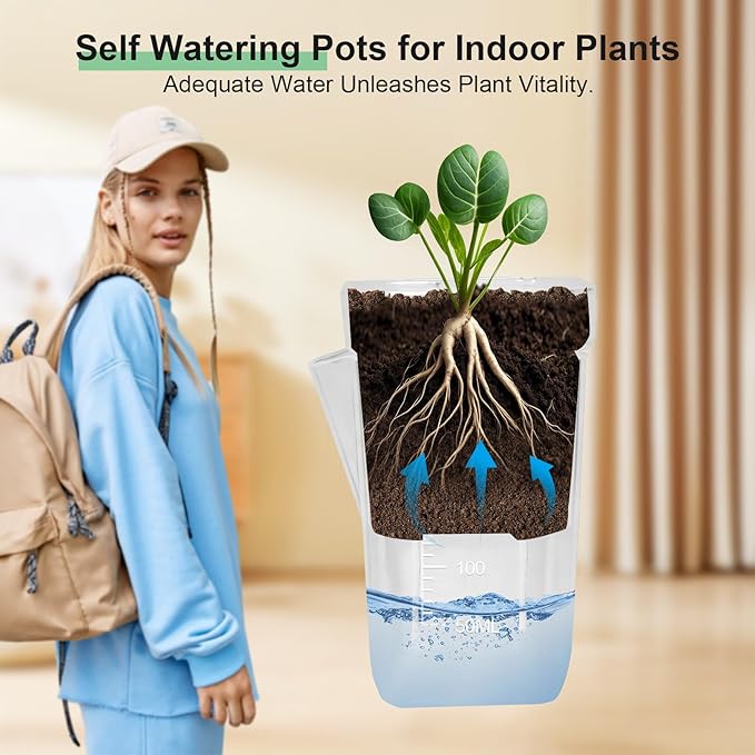 10 Pack 2.5" Mini Self Watering Pots for Indoor Plants, Small Clear Plastic Planters with Drainage & Water Level, Semi Hydroponic Pots for African Violet, Propagation and Succulents