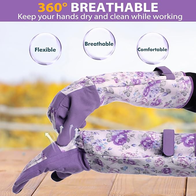 Trifabricy Gardening Gloves for Women, Breathable Leather Garden Gloves with Grip, Thorn-Proof Puncture-Resistant Work Gloves