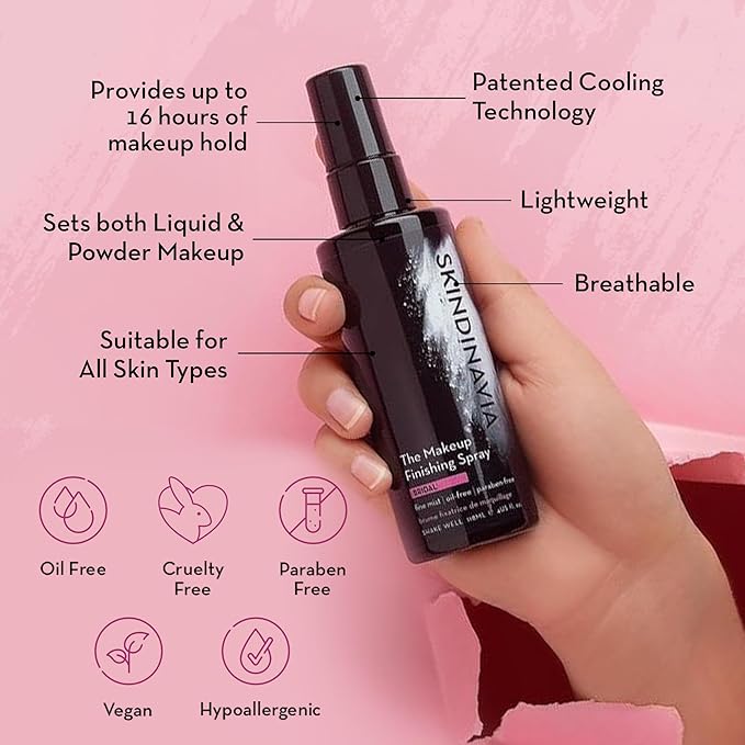 Skindinavia The Makeup Finishing Spray, Classic Makeup Setting Spray, All-Day Wear, Long-Lasting Up to 16+ Hours, Heat-Resistant & Waterproof, Cooling Fine Mist, 2.0 Oz