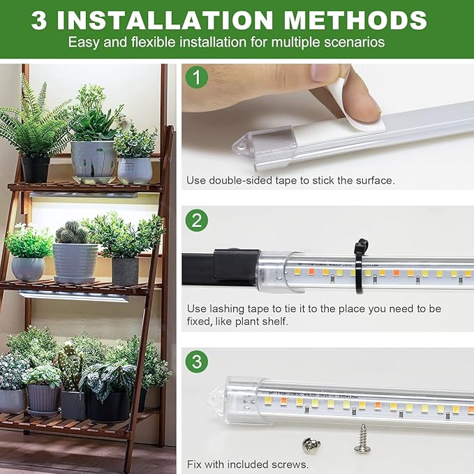 Kullsinss Grow Lights for Indoor Plants, 16" Full Spectrum Plant Grow Light Strips with Upgrade Timer 6/12/16 Hrs, 5 Dimmable Levels, 120 LEDs Sunlight Growing Lamp for Indoor Greenhouse, Seedlings