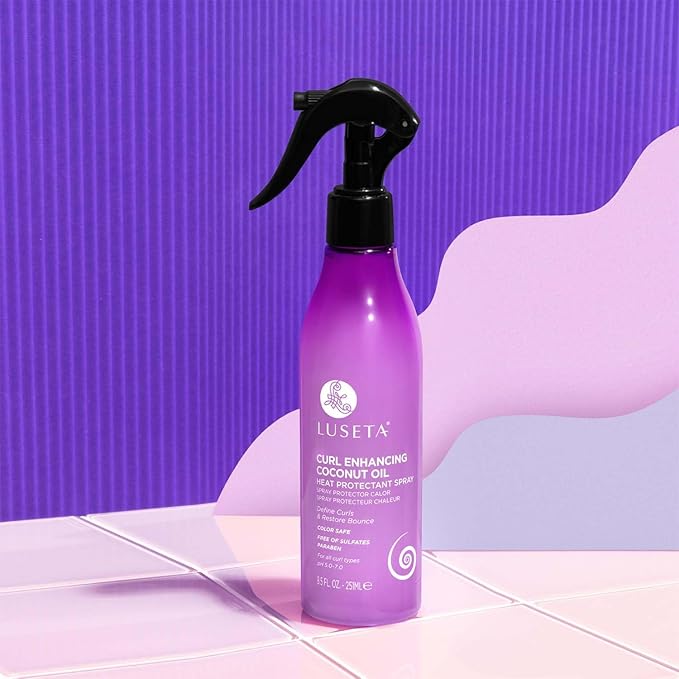 Luseta Curl Enhancing Heat Protectant Spray Define Curls & Resotre Bounce for Curly and Wavy Hair,Protect Hair from Heat Damage,Frizz-Free for Women and Men 8.5oz