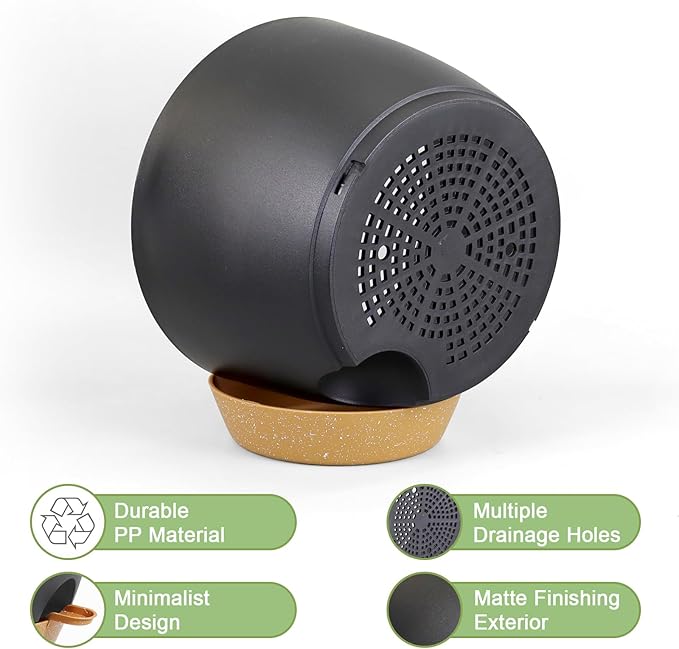 WSMKSZ 12/10/9 inch Large Self Watering Pots, Planter, Plant Pots with Mesh Drainage Holes for Indoor Outdoor Garden Plants, Plastic Flower Pots with Removable Deep Reservoir, Black with Brown