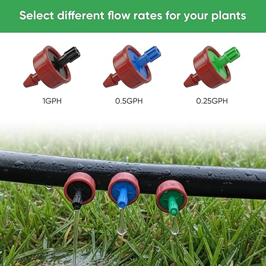 0.25 GPH Pressure Compensating Drippers for Garden System: Self-Cleaning Constant Flow Drippers for 1/4 Inch Drip Irrigation Tubing - Drip Irrigation Emitters for Drip Irrigation System Users (30pcs)