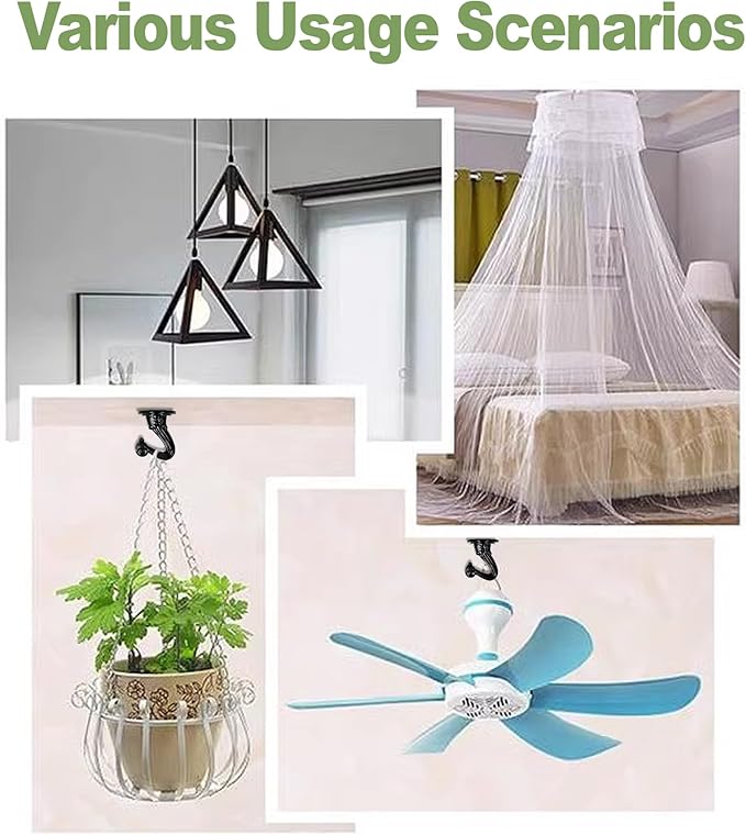 Aidoclip Ceiling Swag Hook Sets - Heavy Duty Hooks with Mounting Hardware for Hanging Plant, Ceiling or Extender Chains - Easy Install with Screws/Brackets