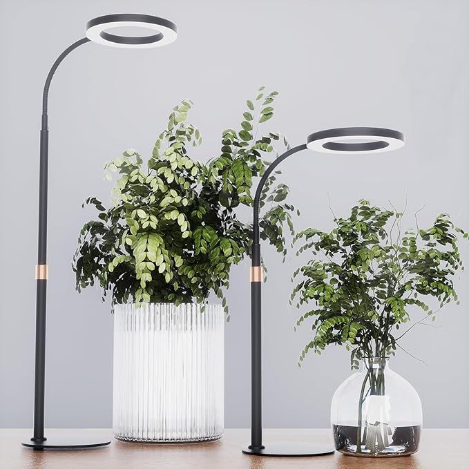 bseah Grow Light, Plant Stand Light for Indoor Plants 2 Pack, Full Spectrum Desk Grow Lamp with Pedestal, Automatic Timer for 3H/9H/12H, Height Adjustable
