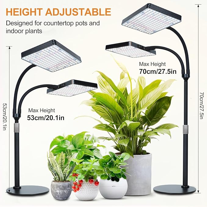 FRGROW 2026 2Head Tabletop Grow Lights for Indoor Plants, Seed Starting, Bonsai, 50 Watt Power Draw, Big Coverage and Bright Enough, Like A Small Sun for Your Jungle, 16"-24" Height Adjustable