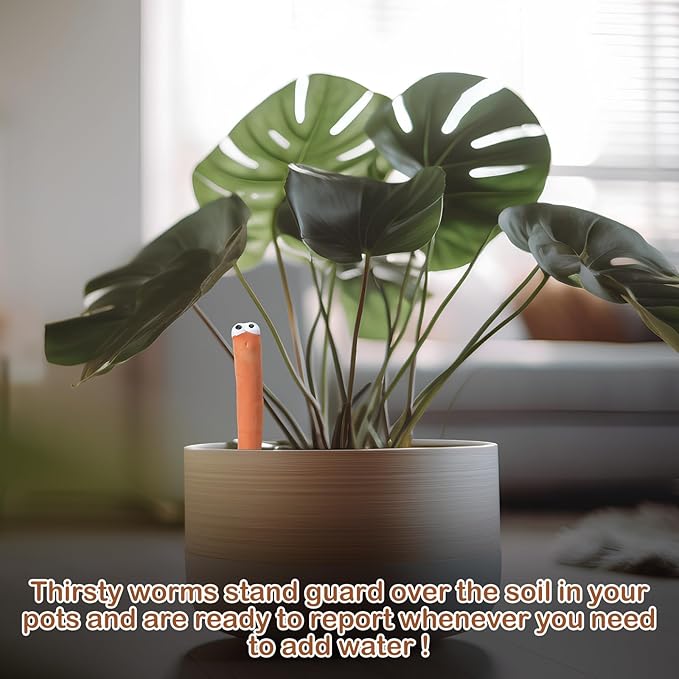 Relaxweex 12 Pcs Water Sensor Ceramic Worm The Potting Shed Worm Water Sensor Plant Decoration Moisture Monitor Gardening Houseplant Humidity Meter Fun Gardening Gift for Your Potted Plant (6 Inch)