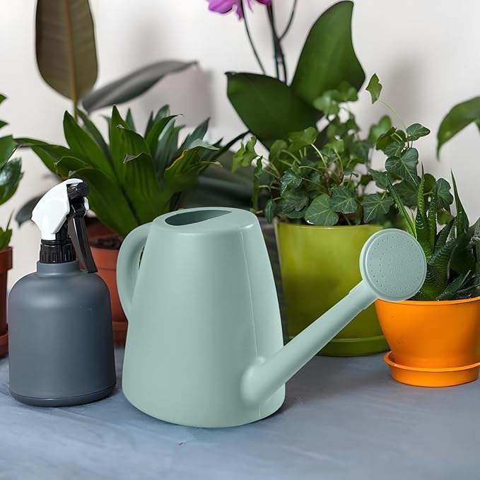 ZXJ Plant Watering Cans for Indoor and Outdoor Home Garden Plants - with Long Spout - Light Green - 1/2 Gallon