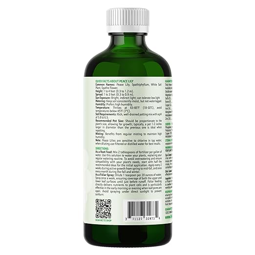 GARDENWISE Peace Lily Fertilizer: 3-1-2 Liquid Fertilizer with Essential Micronutrients - The Ultimate Food for Spathiphyllum, Perfect for Indoor Plants (32 OZ)