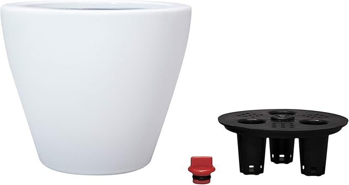 Smart Self-Watering Planter Pot for Indoor and Outdoor 5.5" Round Cone Suitable for All Plants, Herb, Succulents, Flowers (Round, White)