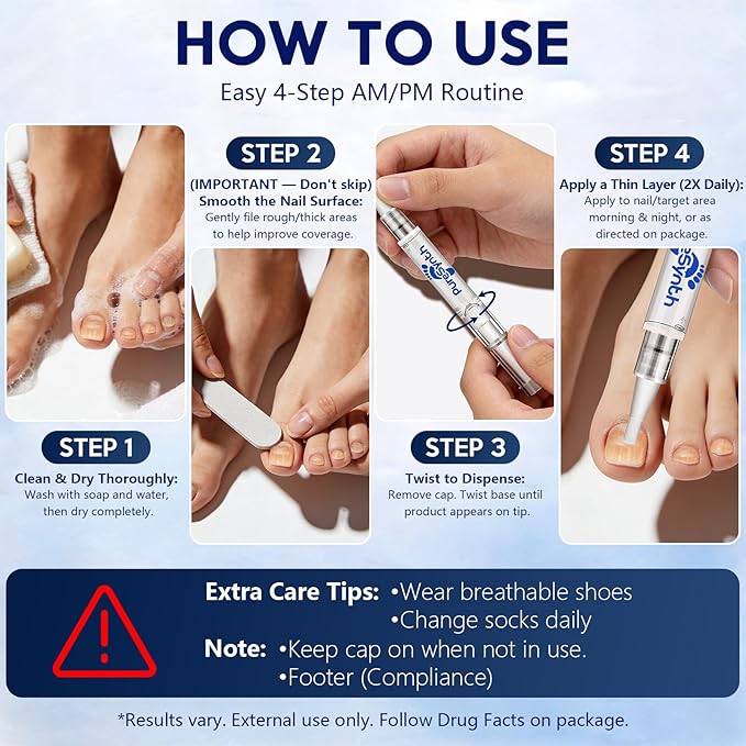 Extra Strength Nail Fungus Repair Pen (OTC Maximum Strength), 25% Undecylenic Acid + Aloe & Vitamin E, For Thick Yellow Discolored Nails, 24 mL (0.81 fl oz) Total, 8-Pack,Designed in USA (White)