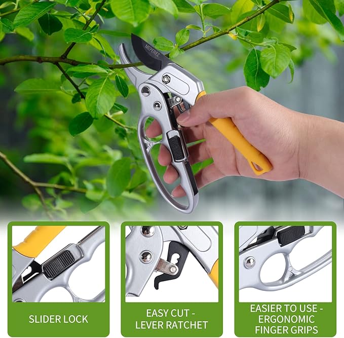 Premium German-Made Pruning Shears – Ergonomic, Heavy-Duty Hand Pruners Designed for Precision Cutting of Plants; Ideal for Gardeners and Individuals with Arthritis or Reduced Hand Strength