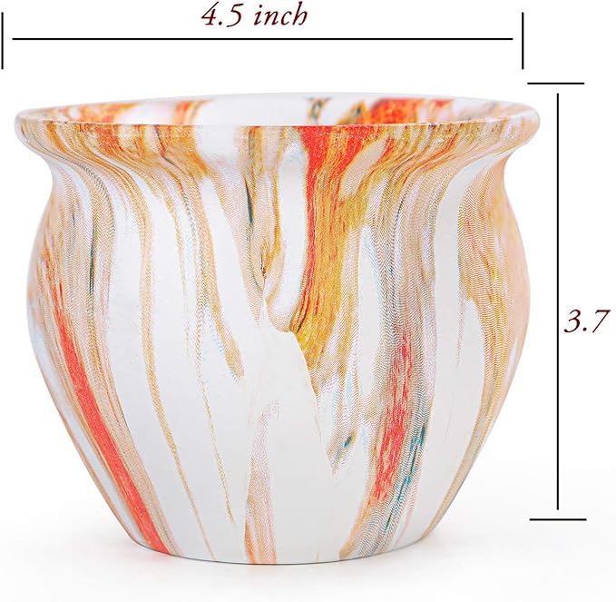 ARTKETTY Succulent Pots - 4.5 Inch Small Succulent Plant Pots with Saucers Marbling Cactus Flower Planter Ceramic Pots for Indoor Plants Set of 4