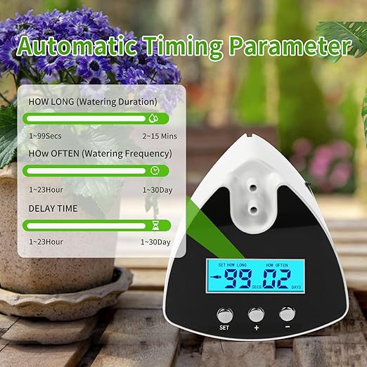 Automatic Plant Waterer Indoor | Drip Irrigation System with LED Display, Self-Priming Pump & 10 Drip Emitters