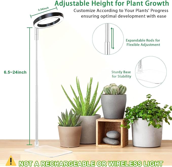yadoker Plant Grow Light, LED Growing Light Full Spectrum for Indoor Plants,Height Adjustable, Automatic Timer, 5V Low Safe Voltage,Idea for Small Plant Ligh Sunflower Yellow YD-9YELLOW-8-1P