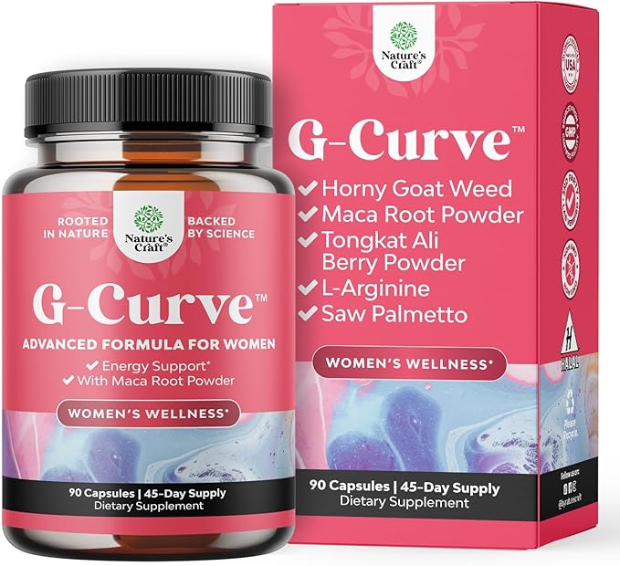 G-Curve Butt and Breast Growth Capsules - Horny Goat Weed Muira Puama & Maca Root for Butt Growth Support - Advanced Herbal Formula - Supports Bigger Butt & Bigger Breast - Easy to Swallow - 90 Count