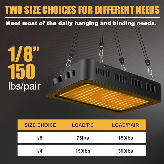 Ayaport Adjustable Rope Hanger Grow Light Hanger, 12Ft 1/8" Heavy Duty Plant Pulley Rope Tightener Ratchet Tie Down for Kayak, Tarp, Tent Tie Downs, 4 Pack