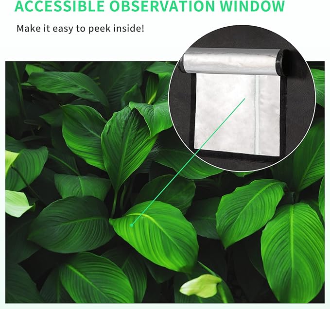 ATOUR 48”x48”x80” Grow Tent, Reflective 600D Mylar,Hydroponic Grow Tent with Observation Window and Floor Tray for Indoor Plant Growing 4’x4’