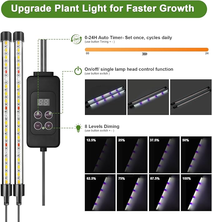 60-Cell Self-Watering Seed Starter Tray with Grow Light, Indoor Seed Starting Kit Trays with Heat Mat, Adjustable Brightness Plant Germination Trays Growing Kit with 4.13" Humidity Dome for Seed Grow