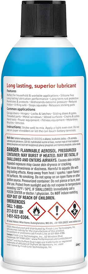 DuPont Multi-Use Lubricant Aerosol Spray with Corrosion Protection – Long-Lasting Wet-Style Formula for General Purpose Applications, Highly Water Resistant, 11 oz Can