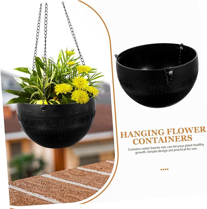 Homoyoyo Hanging Planters 2pcs Self Watering Green Pothos Plant Pot Plastic Chain for Indoor Plants Dec