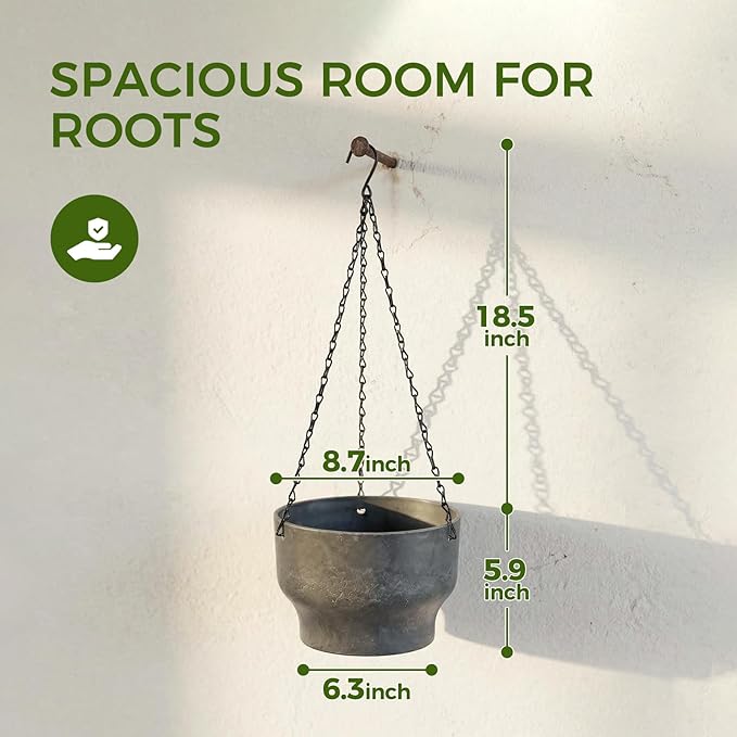 Bamworld Hanging Planters for Indoor Plants 9 Inch Plant Hanger Indoor Hanging Baskets for Plants Outdoor Hanging Plant Pot with Removable Drain Hole Hanging Plant Holder for Garden Home Porch Decor