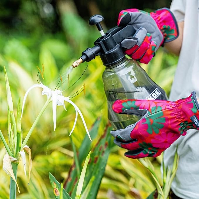 KDK Gardening Gloves for Women, Flexible Breathable Garden Gloves, Leather Working Gloves for Weeding, Digging and Pruning (S-Daisy)