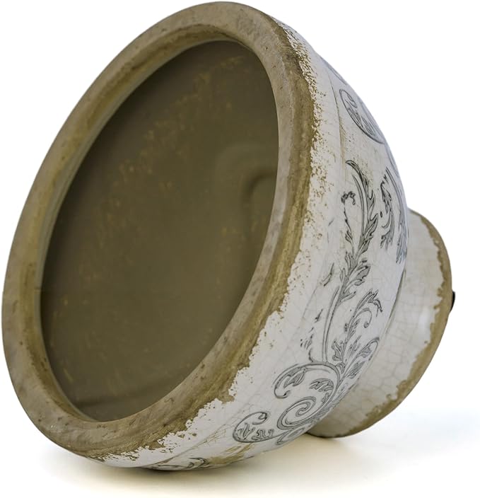 Dosayes Vintage Ice Crackle Grazd Ceramic Flower Pot with Drainage Holes, 4.33 Inch Rustic Planter for Indoor Plants, Outdoor Garden, Farmhouse Gift Tuscan Decor (Gray)