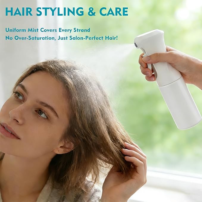 Continuous Spray Bottle, 6.8 OZ Hair Spray Bottles, Ultra-Fine Mister Spray Bottle for Hairstyling, Cleaning, Plants, Pets, Salons, and More (2 Pack)