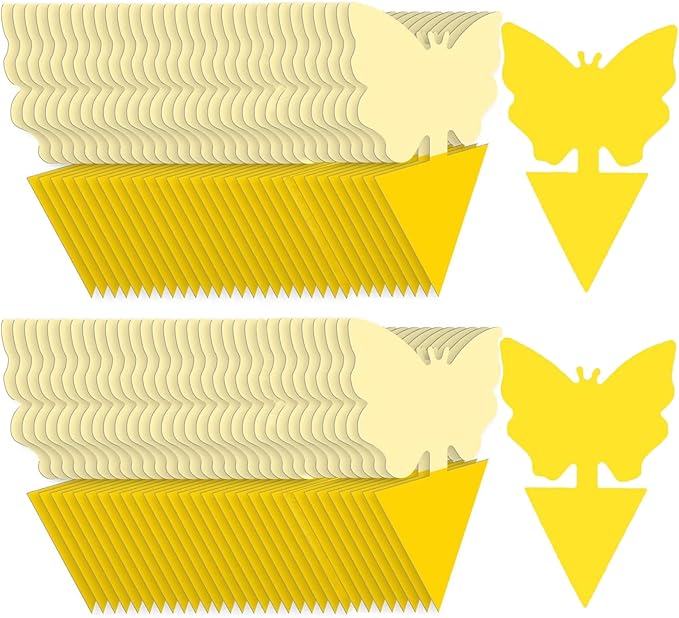 64 Pcs Flying Insect Traps for Plants,Indoors, Outdoors, Kitchen, Office, Yellow Sticky Traps for Fungus Gnat, Fly and Flying Insects, Non-Toxic & Odorless, Kid & Pet Safe