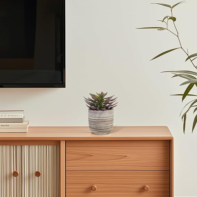 Jahe Fake Outdoor Plants, 7.5” Fake Plant Agave in Cement Bowl, Artificial Succulent Plants for Home Decor Office Desk Bathroom Livingroom Boho Shelves Decoration, Table Centerpieces