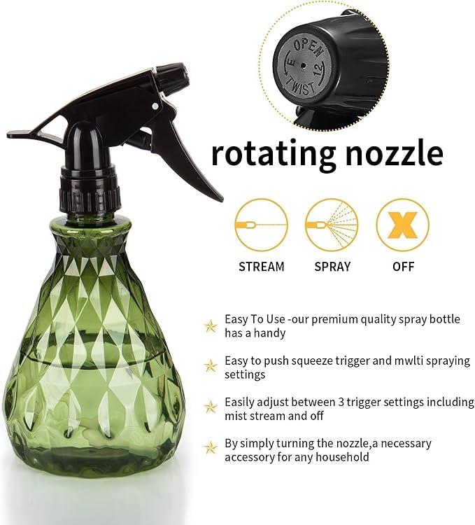 wugongshan 2 Pcs Spray Bottles, 500 ml/17 oz Empty Water Spray Bottles, Plastic Reusable Adjustable Mist Sprayer Squirt Bottles Containers Refillable for Cleaning Solutions, Gardening, Plants