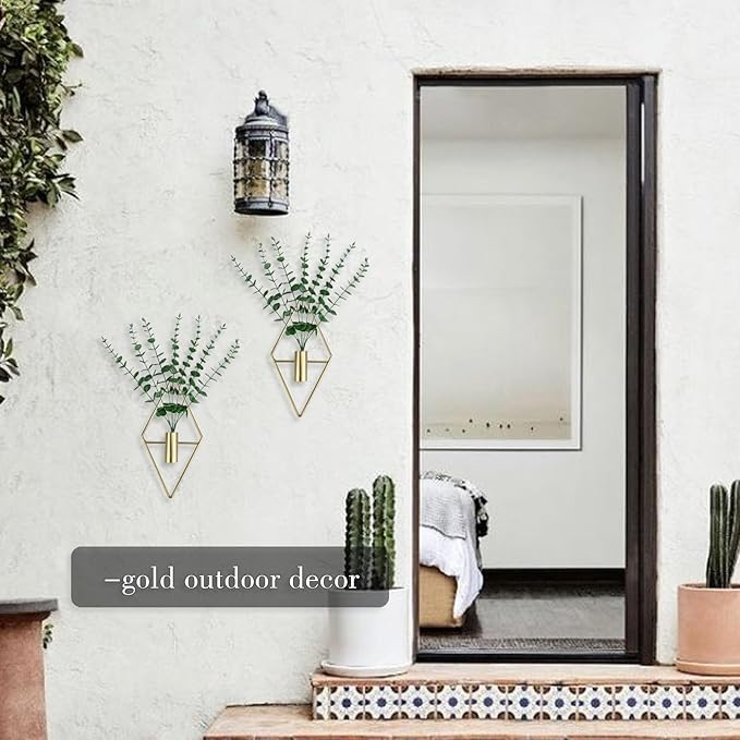 GREENTIME 2 Packs Hanging Planters with 15in Artificial Eucalyptus Plants for Indoor Outdoor Home Bathroom Living Room Wall Decor