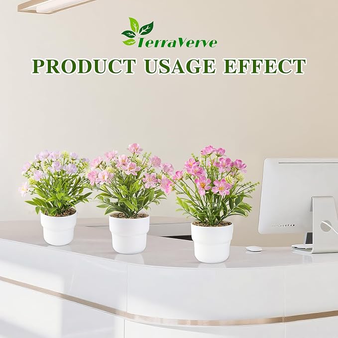 2-Piece Artificial Table Plant ， Lifelike Indoor Plants for Home, Office, Bedroom, Bathroom Decor ，Rustic Farmhouse Style mini Potted plantsry