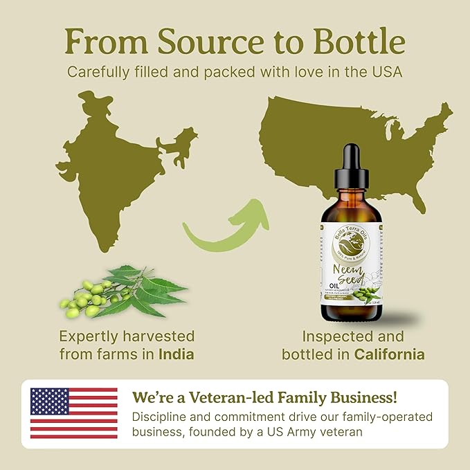 Bella Terra Oils - Organic Neem Seed Oil 16oz - Harness Organic Neem's Timeless Beauty Secrets, Infused with Vitamin A & Omega Fatty Acids, Best for Luxurious Skin Feel