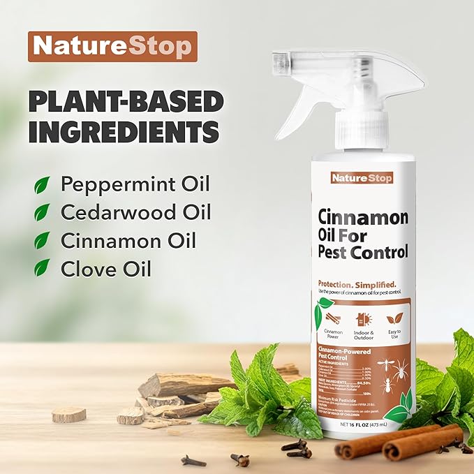 Cinnamon Oil for Pest Control, Natural Essential Oil Spray for Insects & Household Pests, 16 oz (475mL)