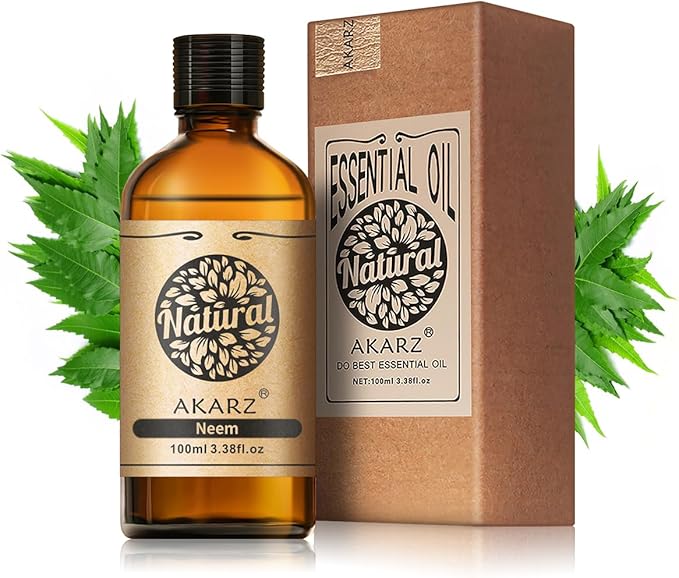 AKARZ 100ml Neem Essential Oil Natural Neem Oil Pure for Candle Making,DIY Skincare Products Massage,Home Spa Relaxation