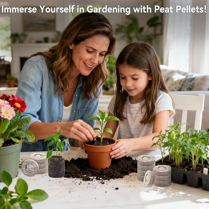 Halatool 55 Pcs 30mm Peat Pellets Block Potting Soil for Seedlings, Compressed Garden Soil Seed Starter Nutrient Peat Pods for Starting Seeds, Planting Flowers, Vegetables, Herbs