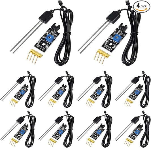 Soil Moisture Sensor, Icstation Humidity Detector, with Corrosion Resistant Probe, Digital Analog Signal Output for Arduino Raspberry Pi Garden Automatic Watering System (10Sets)
