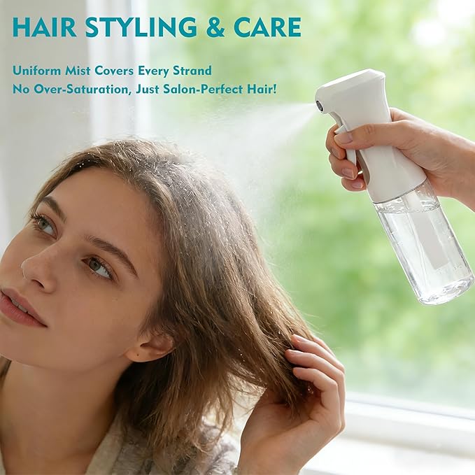 Continuous Spray Bottle, 6.8 OZ Hair Spray Bottles, Ultra-Fine Mister Spray Bottle for Hairstyling, Cleaning, Plants, Pets, Salons, and More (2 Pack)